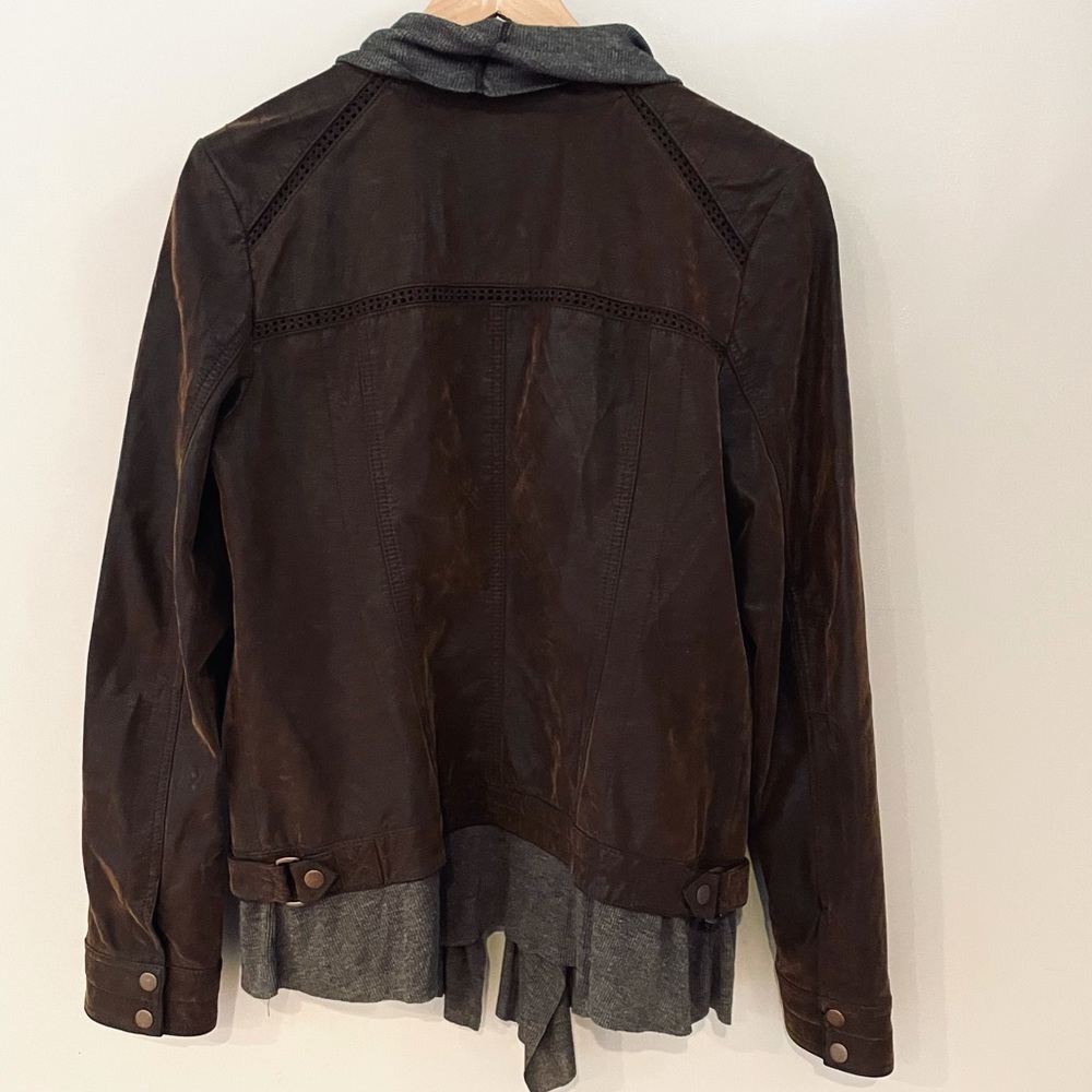 Anthropologie Hei Hei Brown Vegan Leather Jacket - Picture 9 of 13